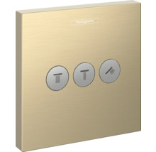 Logo Hansgrohe. Panneau de commande de douche avec trois boutons pour contrôler la douche.