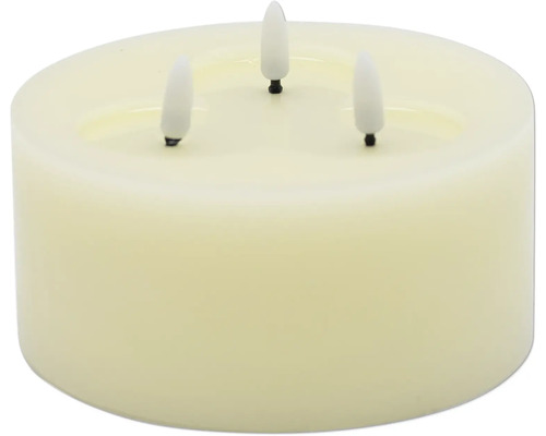 Bougie LED en cire véritable D 15 x H 9,5 cm 3 mèches