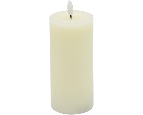 Bougie LED en cire véritable d 7 cm h 17 cm cire crème