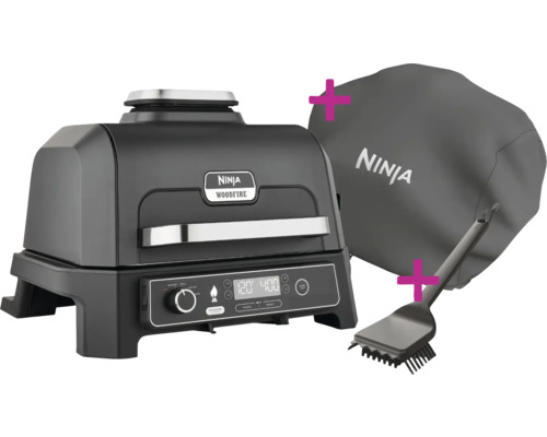 Ninja Woodfire Pro XL Outdoor Grill & Smoker, 4 Kochfunktionen, 1,7 kW inkl. Abdeckung und Grillbürste