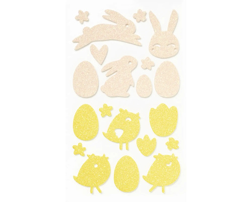 Dekorative Osterfiguren aus Kork mit Hasen, Küken und Ostereiern