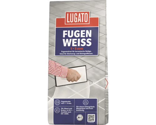 Mortier de jointoiement Lugato blanc joints 1 kg Lugato Fugen Weiss mortier de jointoiement pour revêtements céramiques