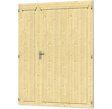 Porte en bois pour cabane de jardin avec poignée en métal
