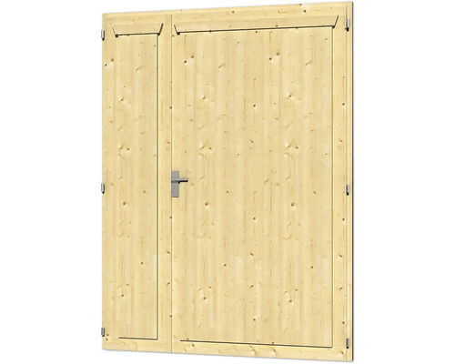 Porte en bois pour cabane de jardin avec poignée en métal
