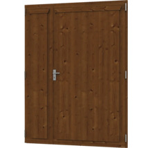 Porte de cabane de jardin en bois marron avec poignée de porte