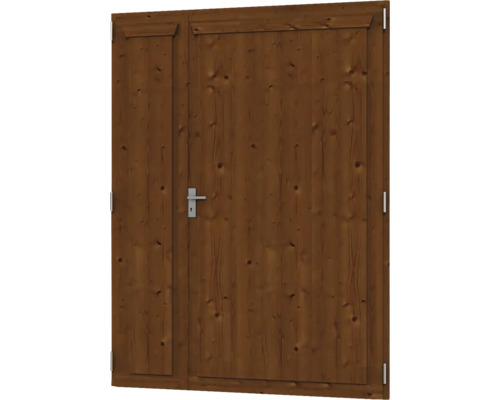 Porte de cabane de jardin en bois marron avec poignée de porte