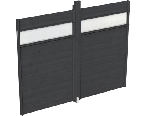 Élément mural SKAN HOLZ Toulouse 270 x 209 cm anthracite avec bandeau lumineux Clôture en bois avec élément lumineux