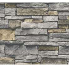 Nahaufnahme einer Tapete mit Steinmauer-Motiv