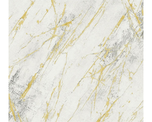 Papier peint intissé 38817-3 Elements II aspect marbre blanc gris or