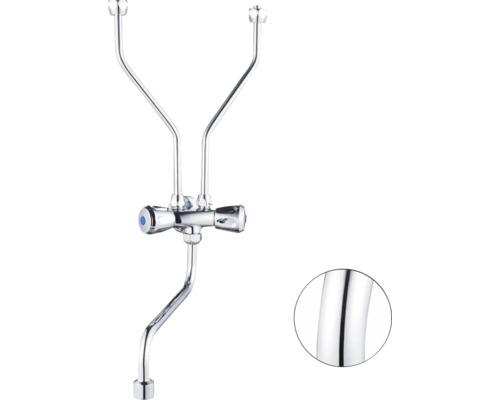 Chromfarbene Doppelwasserhahnarmatur für ein Waschbecken