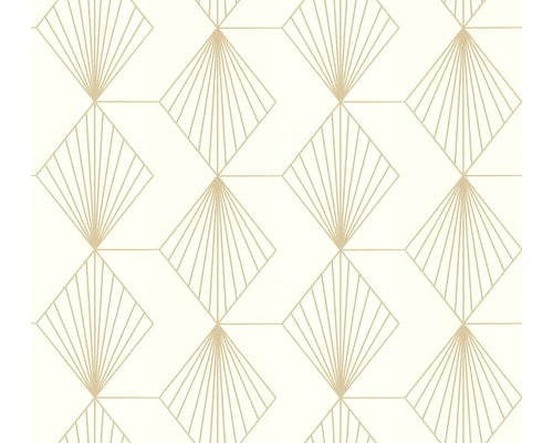 Papier peint intissé 36710-1 French Affair Art Deco graphique crème or Papier peint avec motif géométrique en éventail