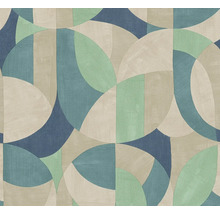Papier peint avec motif géométrique de cercles et de rectangles