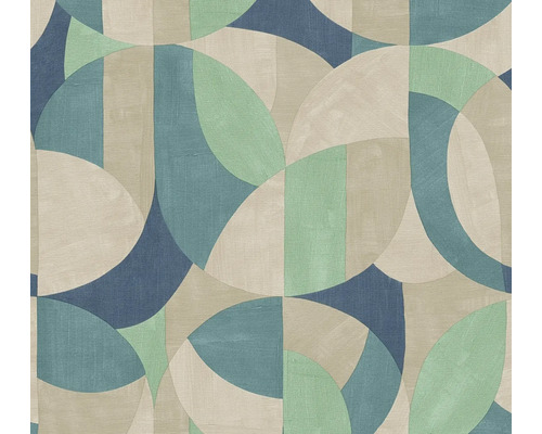 Papier peint intissé 39932-2 French Affair formes graphiques vert Papier peint avec motif géométrique de cercles et de rectangles
