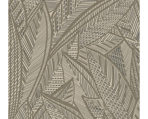 Papier peint intissé 39933-2 French Affair feuilles de palmier beige brillant Papier peint avec motif de feuilles abstraites