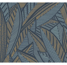 Vliestapete 39933-5 French Affair Palmenblätter blau glänzend