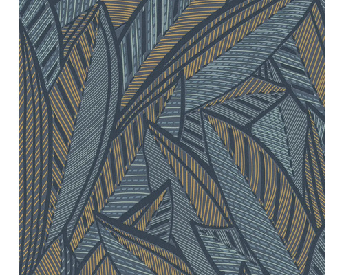 Papier peint intissé 39933-5 French Affair feuilles de palmier bleu brillant Papier peint avec motif graphique abstrait