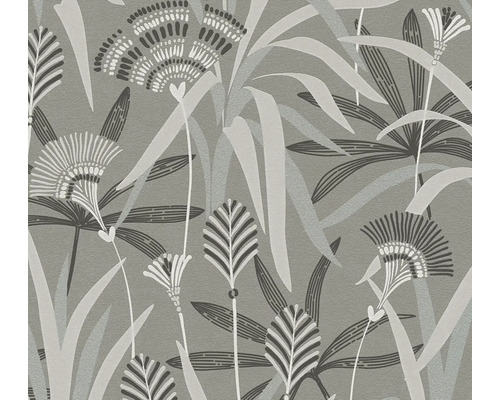 Vliestapete 39936-2 French Affair Blumen & Gräser dunkelgrau Tapete mit floralem Muster