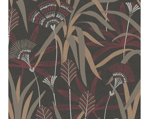 Vliestapete 39936-4 French Affair Blumen & Gräser schwarz Tapete mit Blatt- und Blütenmuster