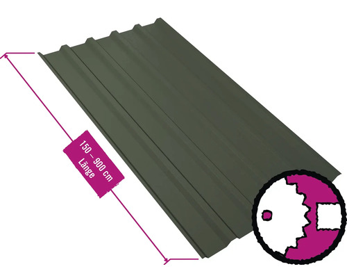 PRECIT Trapezplatte für Dach W35LR Nadelgrün RAL 6020 80mµ Shimoco Beschichtung Fix-Breite 1070 mm x Stärke 0,5 mm (Meterware ab 150 bis max. 900 cm) PRECIT Trapezplatte für Dach W35LR Nadelgrün RAL 6020 80mµ Shimoco Beschichtung Fix-Breite 1070 mm x Stärke 0,5 mm (Meterware ab 150 bis max. 900 cm)