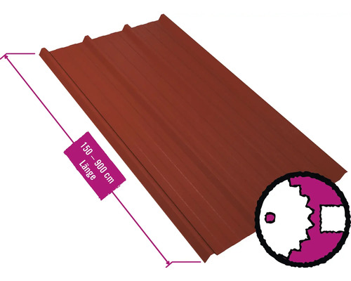 PRECIT Trapezplatte für Dach mit Antikondensationsvlies W45LV Oxidrot RAL 3009 80mµ Shimoco Beschichtung Fix-Breite 1069 mm x Stärke 0,5 mm (Meterware ab 150 bis max. 900 cm)
