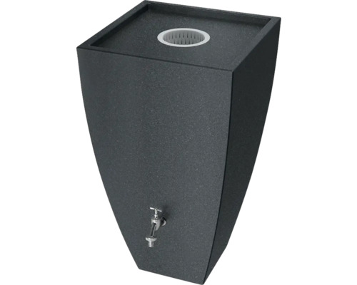 Récupérateur d''eau de pluie aspect pierre foncé avec robinet