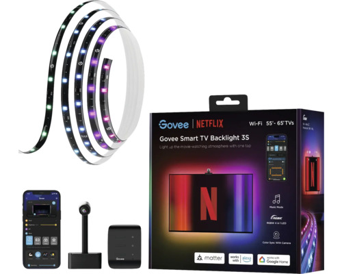 GOVEE Smart LED Band TV Netflix Backlight 3S 3,6m geeignet für 55-65 Zoll Matter