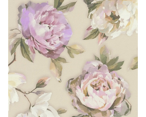 Vliestapete 39608-1 Pint Walls 2 Blume Pfingstrose beige rosa Tapete mit floralem Muster aus Rosen und Blättern