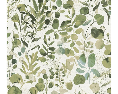 Vliestapete 39697-1 Pint Walls 2 Blätter Aquarell weiß grün Tapete mit Pflanzenmuster