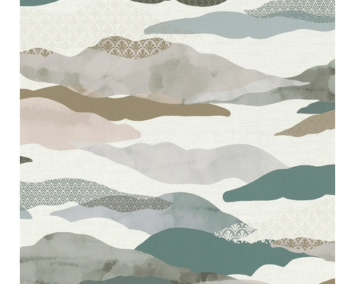 Papier peint intissé 39699-3 Pint Walls 2 nuages graphique blanc pétrole