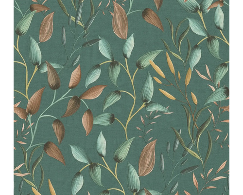 Papier peint intissé 39745-4 Pint Walls 2 rameau de feuilles pétrole marron