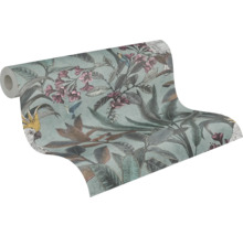Tapetenrolle mit floralem Muster und Vogelmotiven