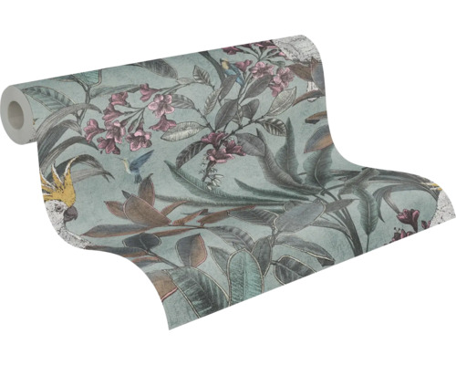 Rouleau de papier peint avec motif floral et motifs d''oiseaux