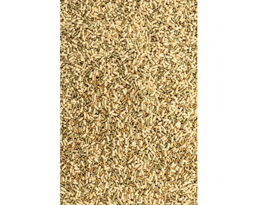 Nahaufnahme von Katzenstreu aus Pflanzenfasern