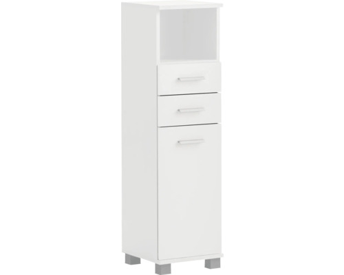 Highboard Palermo lxhxp 30,3 x 110,5 cm x 32,6 cm couleur de façade blanc Armoire haute de salle de bains avec trois tiroirs et une porte