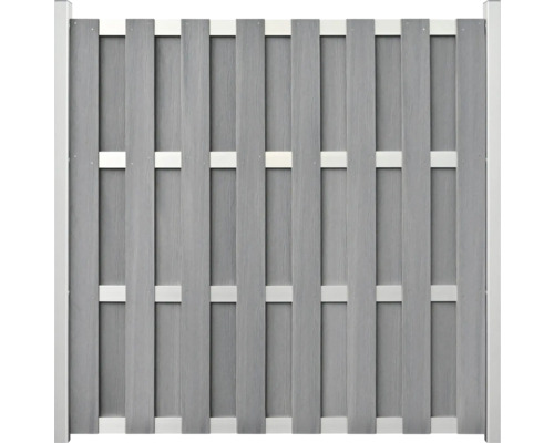 Hauptelement GroJa Merano vormontiert ohne Pfosten Querriegel silber 180 x 180 cm steingrau co-extrudiert Grauer Sichtschutzzaun aus Kunststoff