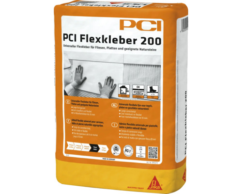 PCI Flexkleber 200 "Der Wand-Profi" universeller Flexkleber für Fliesen, Platten und geeignete Natursteine 20 kg PCI Flexkleber 200 flexibler Klebstoff für Fliesen und Natursteine in einem 20 Kilogramm Sack