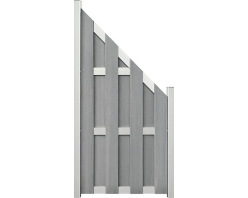Abschlusselement GroJa Merano vormontiert ohne Pfosten 84,30 x 180/90 cm steingrau co-extrudiert Graue Holzzaun Elemente mit weißen Rahmen