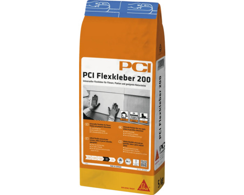 PCI Flexkleber 200 "Der Wand-Profi" universeller Flexkleber für Fliesen, Platten und geeignete Natursteine 5 kg PCI Flexkleber 200 Universeller Flexkleber Sack