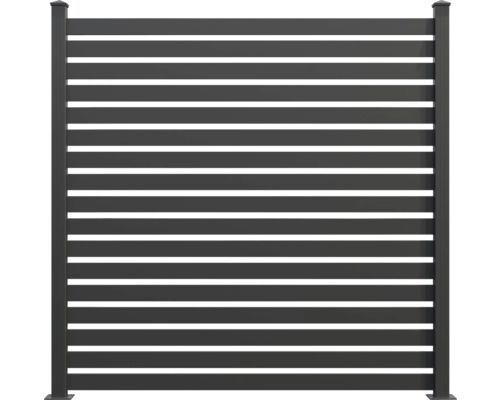 Élément principal GroJa Lumino Edge construction modulaire 180 x 180 cm anthracite Clôture d''intimité en aluminium avec lamelles horizontales