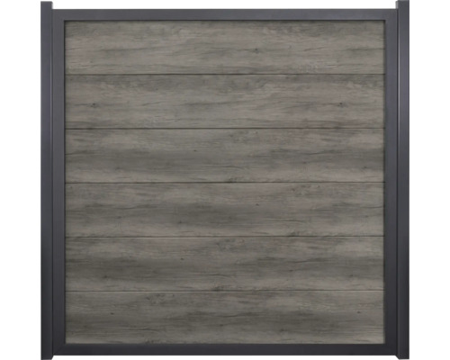 Hauptelement GroJa BasicLine Nova vormontiert 180 x 180 cm Monument Oak Zaunelement mit Holzstruktur und Rahmen
