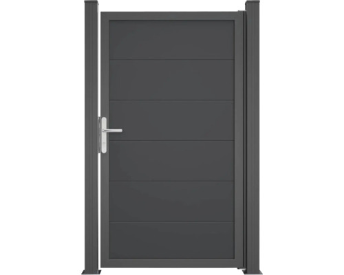 Einzeltor GroJa BasicLine Nova DIN universal vormontiert ohne Pfosten 100 x 180 cm anthrazit Gartentür mit Griff