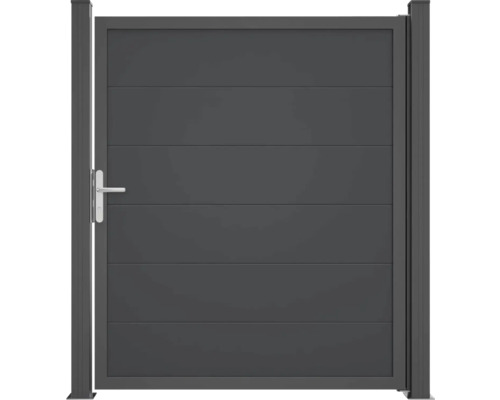 Einzeltor GroJa BasicLine Nova DIN universal vormontiert ohne Pfosten 150 x 180 cm anthrazit Gartentür aus Metall mit Griff