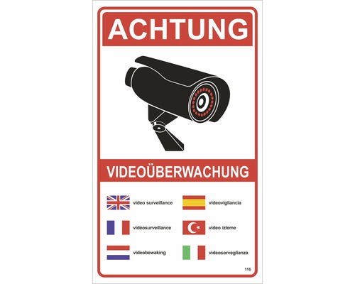 Panneau d'avertissement «vidéosurveillance» 250x150 mm
