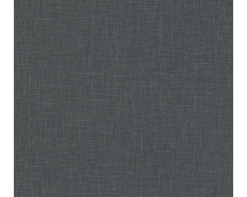 Papier peint intissé 39652-4 Stories of Life uni aspect textile noir gris Papier peint textile avec une fine structure de tissu