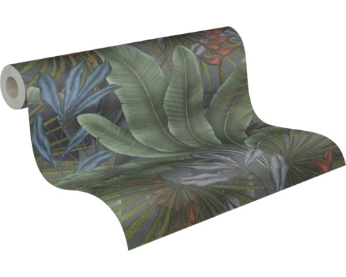 Rouleau de papier peint avec motif de feuilles tropicales