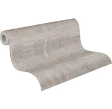 Papier peint intissé 39671-2 Stories of Life 3D aspect dalles beige argent
