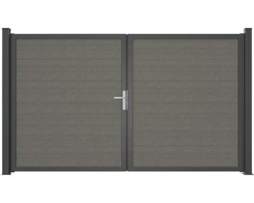Doppeltor aus Aluminium mit horizontalen Paneelen und Griff