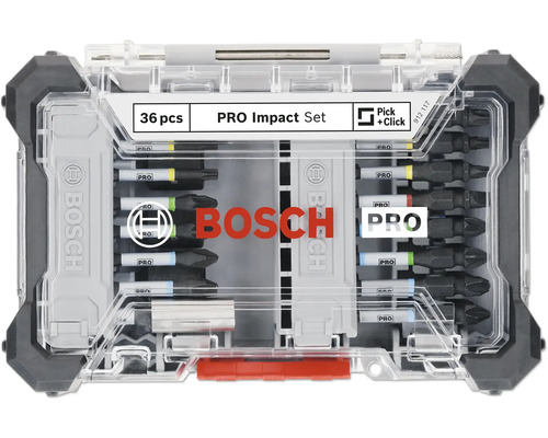 Schrauberbit-Set Bosch Professional Pro Impact, 36 tlg. Bosch Schlagbohrer Bit Set, 36-teilig, in transparenter Aufbewahrungsbox