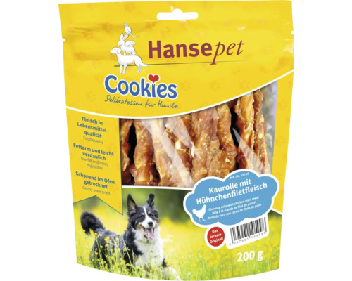 En-cas pour chiens, cookies filet de poulet sur stick à mâcher 200 g Hansepet Cookies Délices pour chiens au filet de poulet, 200 g