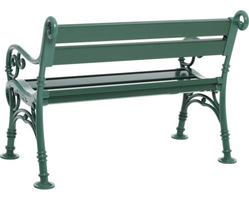 Banc de jardin vert en métal avec design courbé